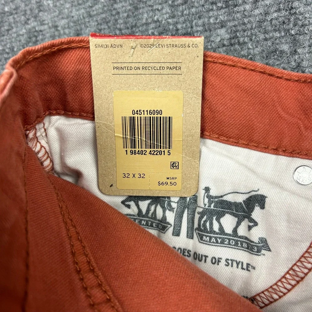 Levis 511 Slim Jeans Mens 32x32 Etruscan Red (Orange) Stretch Twill Pants
